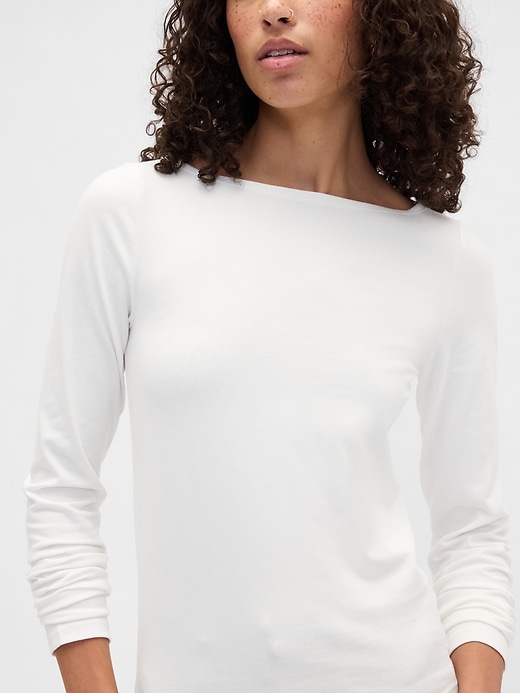 Image number 4 showing, Stretch Jersey Boatneck T-Shirt