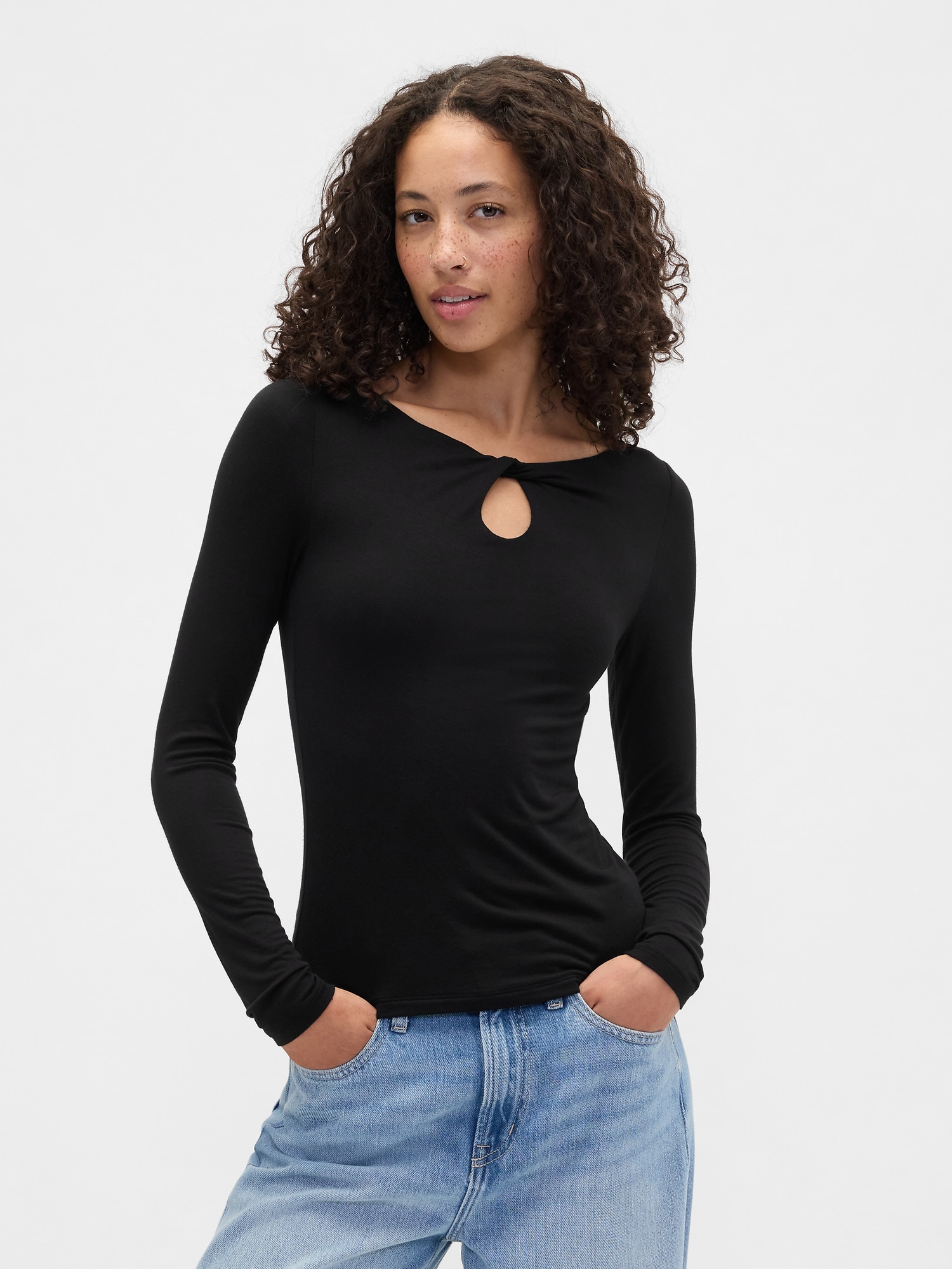 Twist Boatneck Top - Black