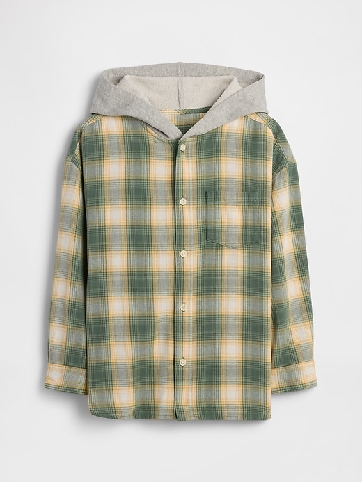 Image number 1 showing, Kids Relaxed Hooded Flannel Shirt
