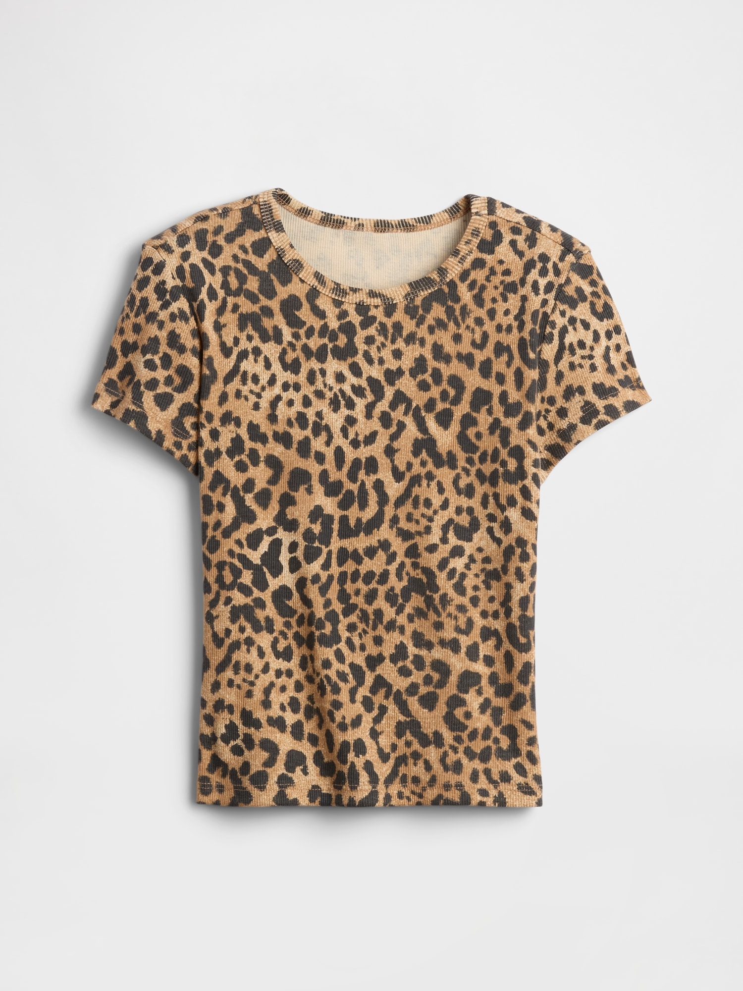 Kids Ribbed Pointelle T-Shirt - Leopard