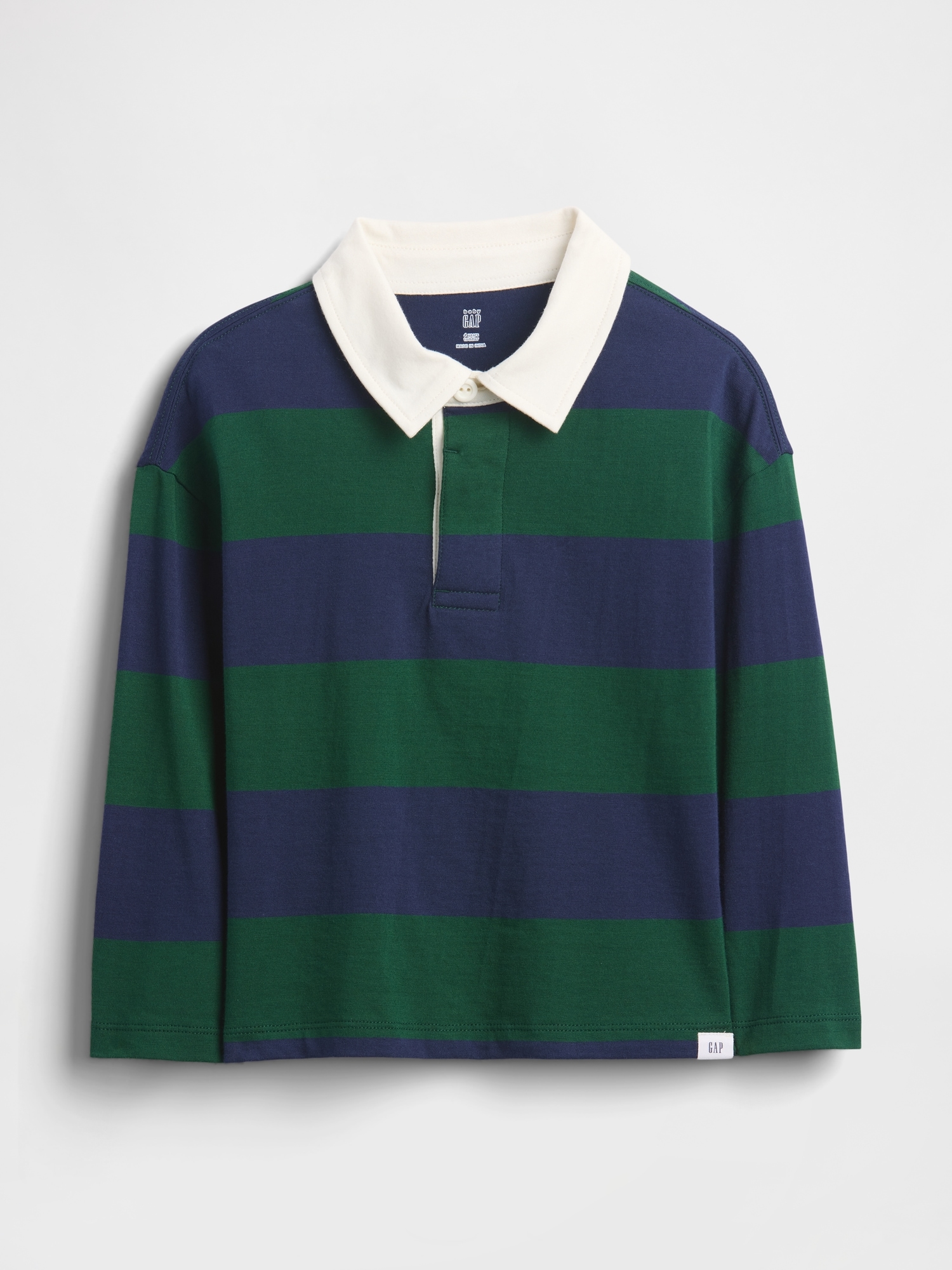 babyGap Stripe Rugby Polo Shirt - Evergreen Glamour Green Blue