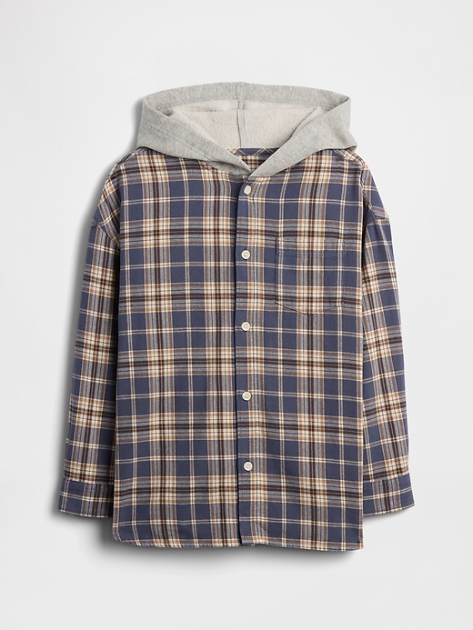 Image number 1 showing, Kids Relaxed Hooded Flannel Shirt