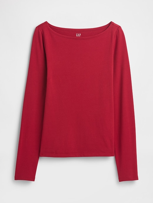 Image number 5 showing, Stretch Jersey Boatneck T-Shirt