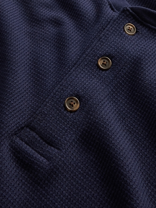 Waffle-Knit Henley T-Shirt