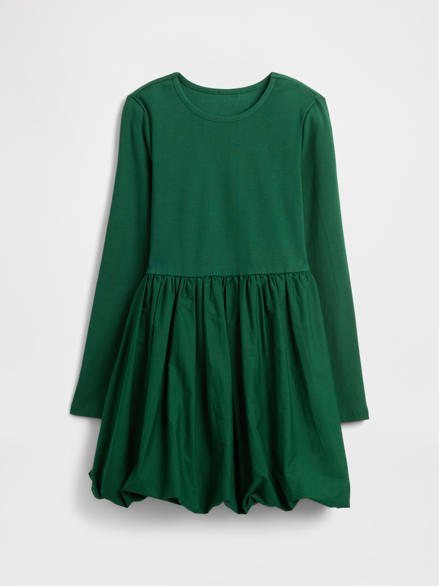 Kids Puff Sleeve Bubble Dress - Evergreen Glamour Green