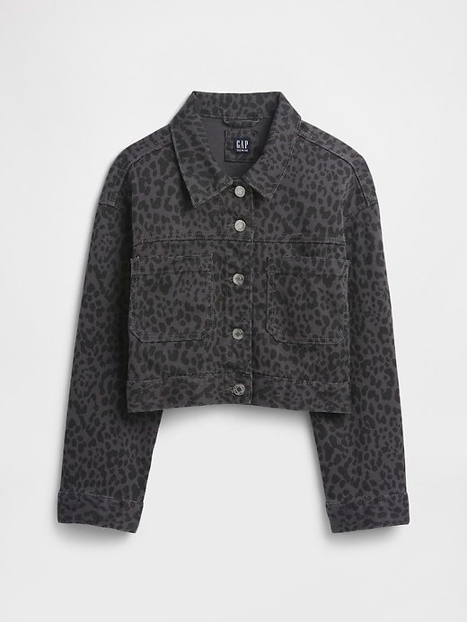 Image number 1 showing, Kids Boxy Leopard Print Jacket