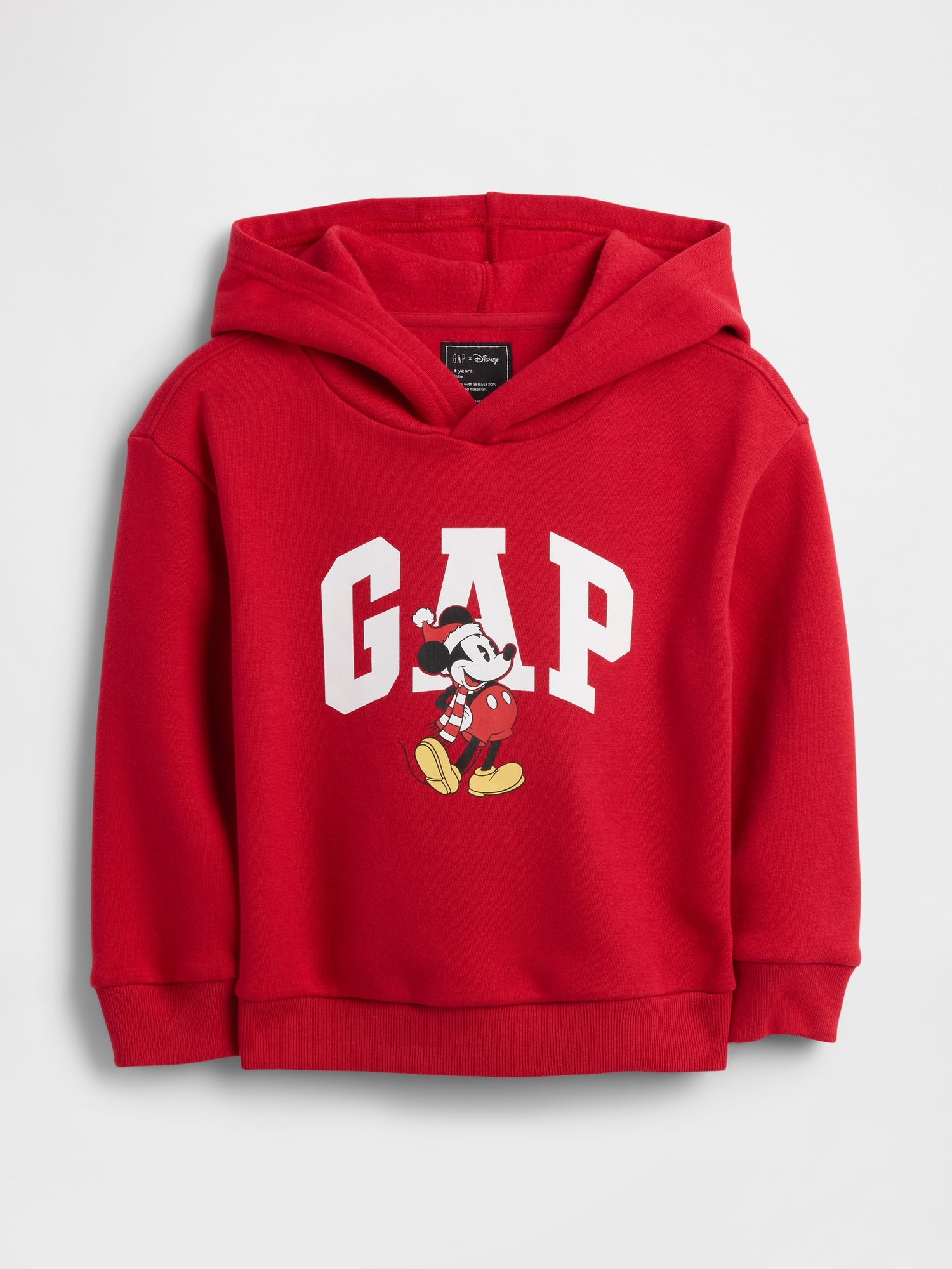 babyGap × Disney Mickey Mouse Relaxed Logo Hoodie - Disney Family Red Christmas