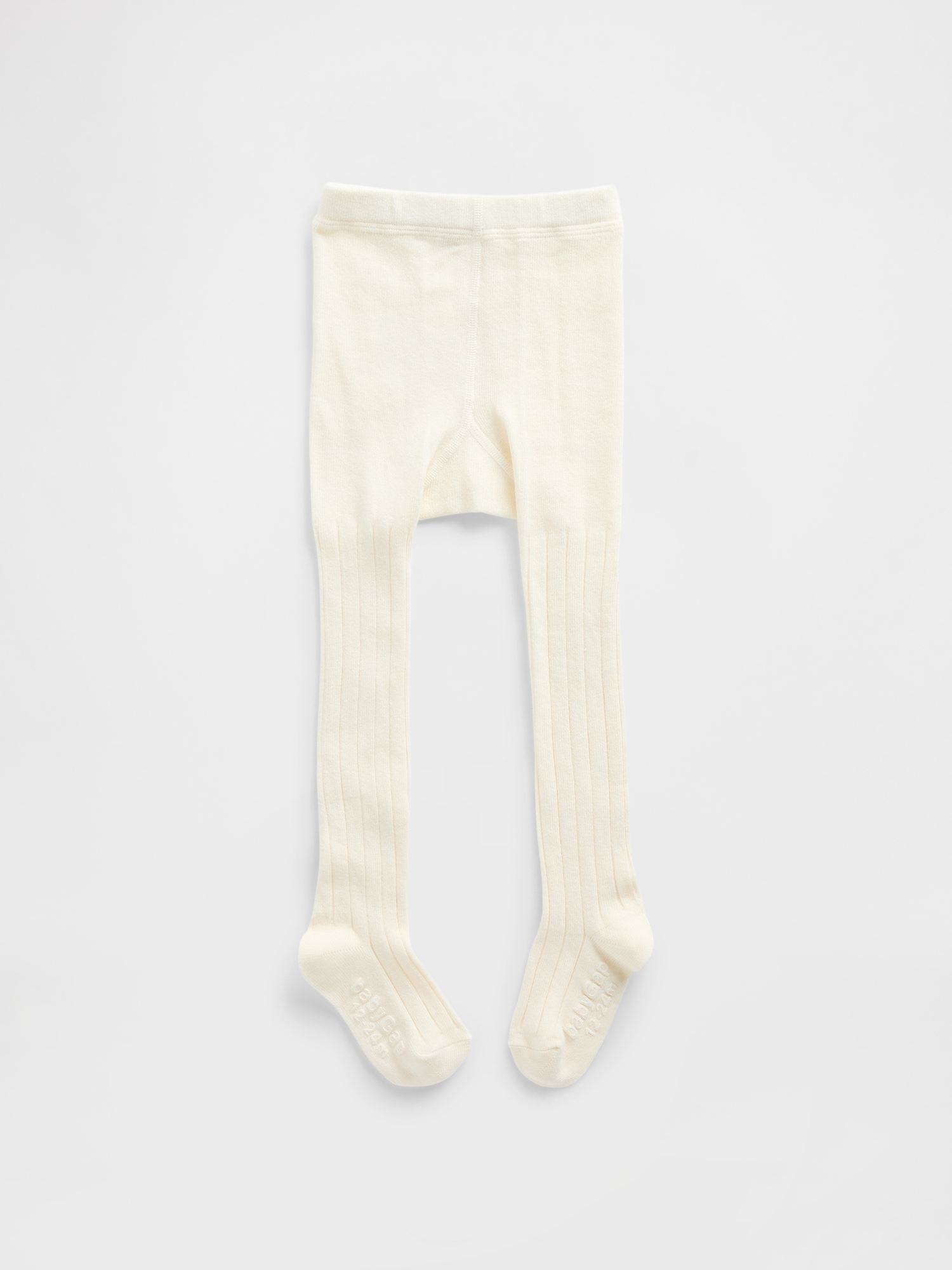 babyGap Pull-On Ribbed Tights - Ivory Cream Frost