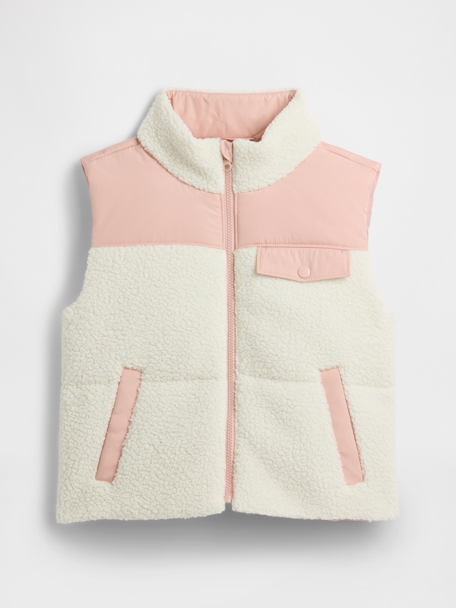 Kids Sherpa Vest - Pure Pink