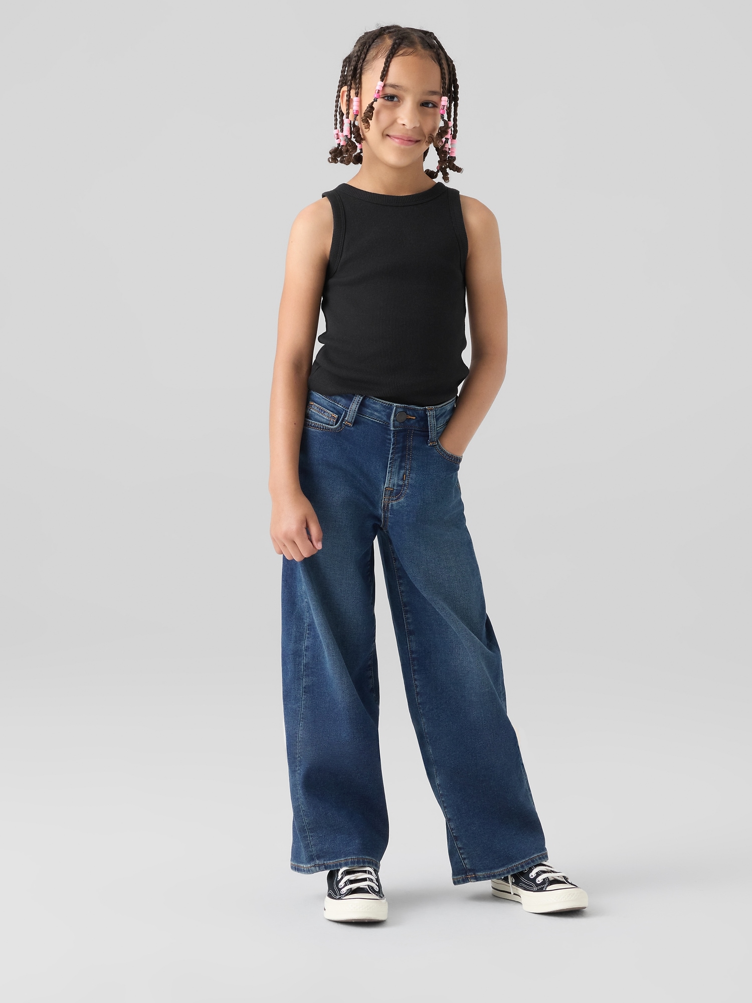 Gap Factory Kids High Rise Wide-leg Ankle Sweatpant Jeans In Blue