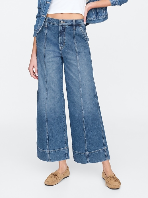 Image number 2 showing, High Rise Wide-Leg Crop Jeans