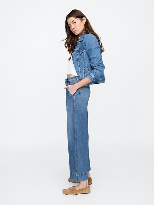 Image number 3 showing, High Rise Wide-Leg Crop Jeans