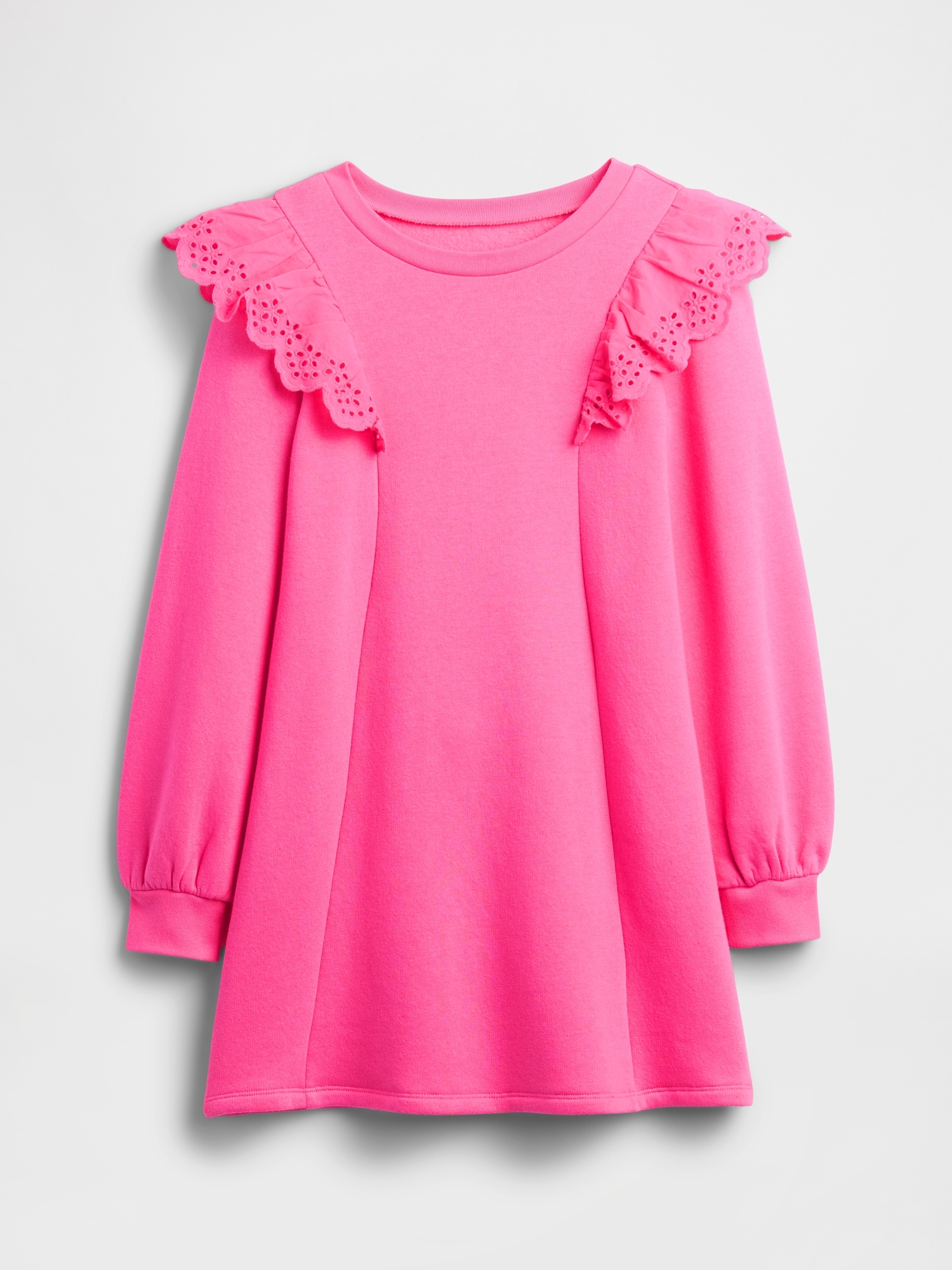 Kids Relaxed Eyelet Sweatshirt Dress - Phoebe Pink