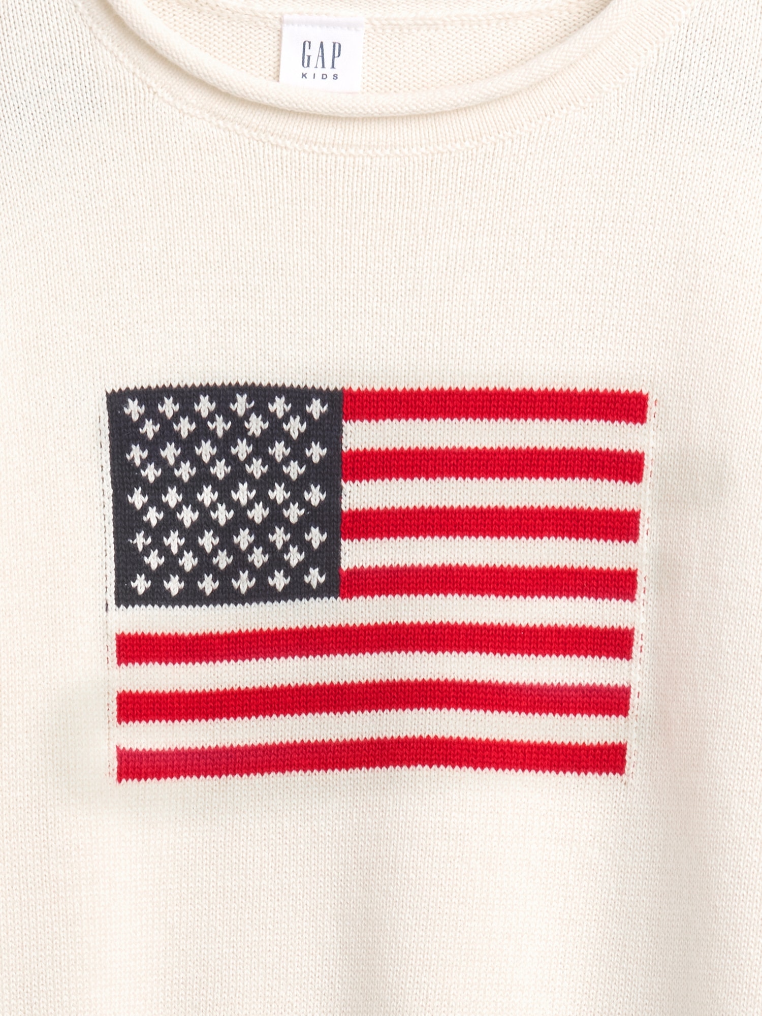 Gap Factory Kids Relaxed Roll Neck Intarsia Sweater In White