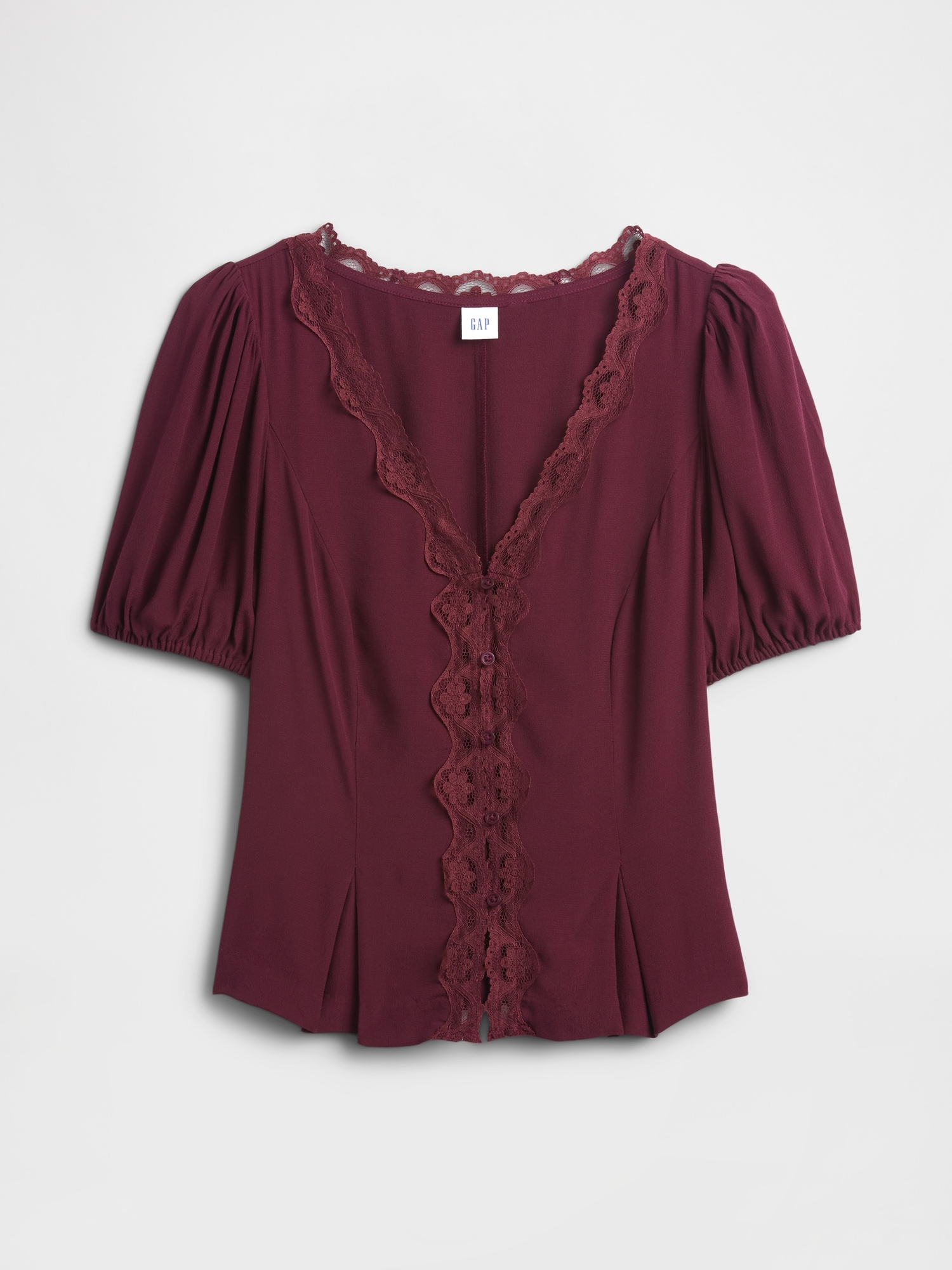 Gap Factory Crepe V-neck Top In Burgundy