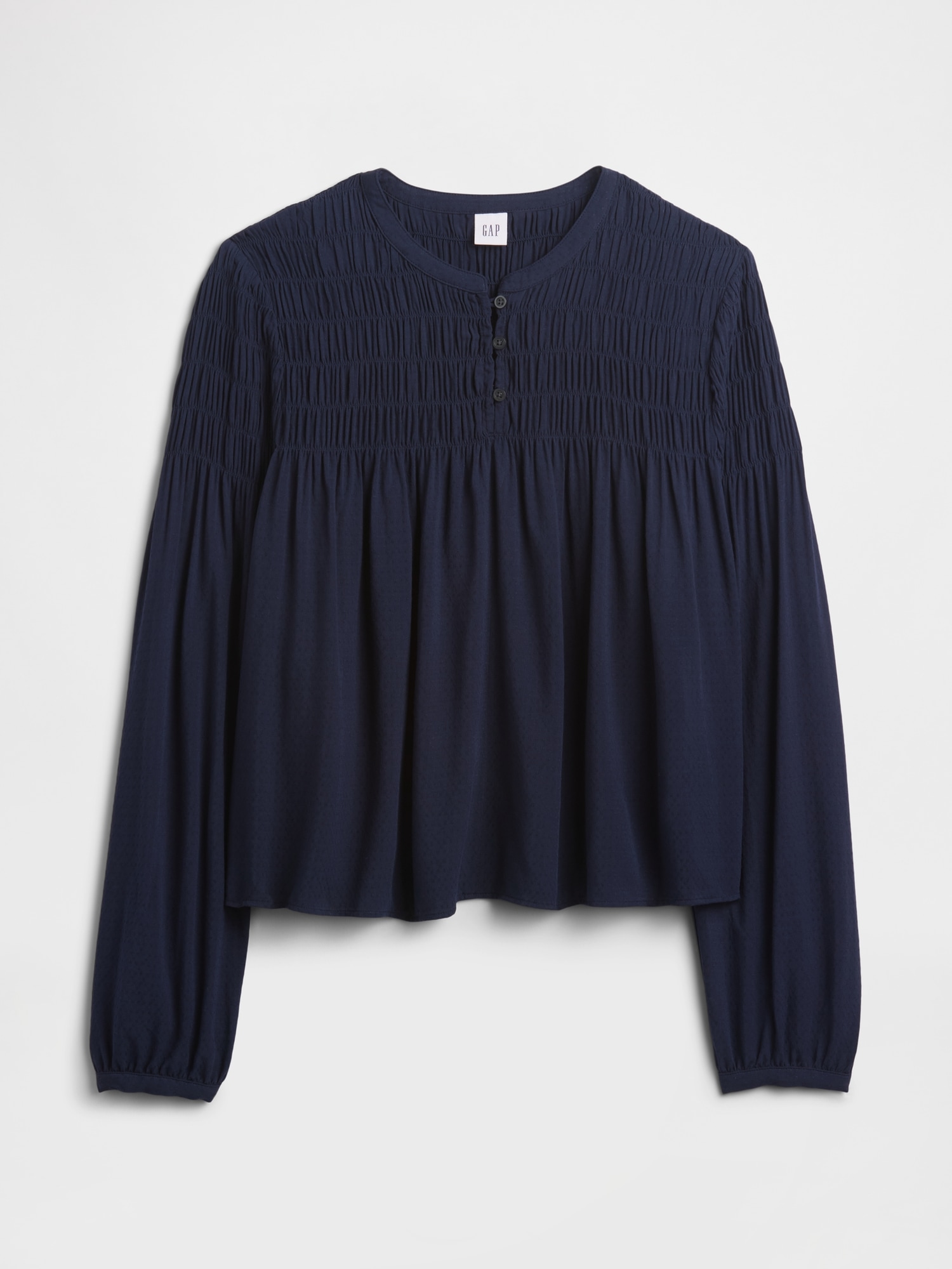 Gap Factory Relaxed Smocked Balloon-sleeve Top In Blue