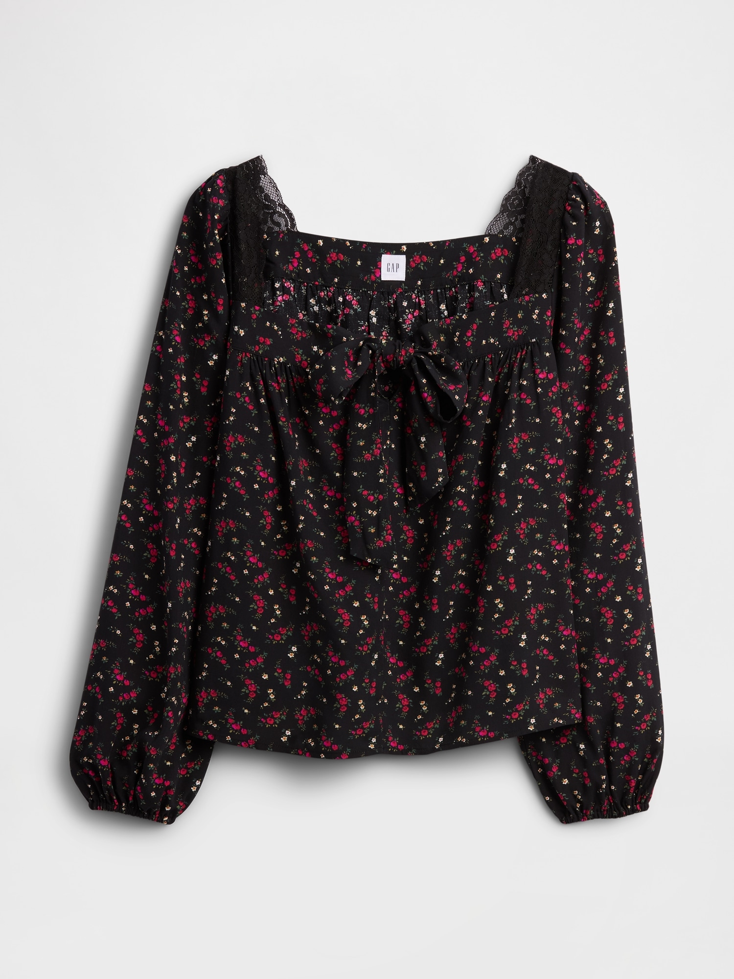 Gap Factory Oversized Lace-trim Top In Black