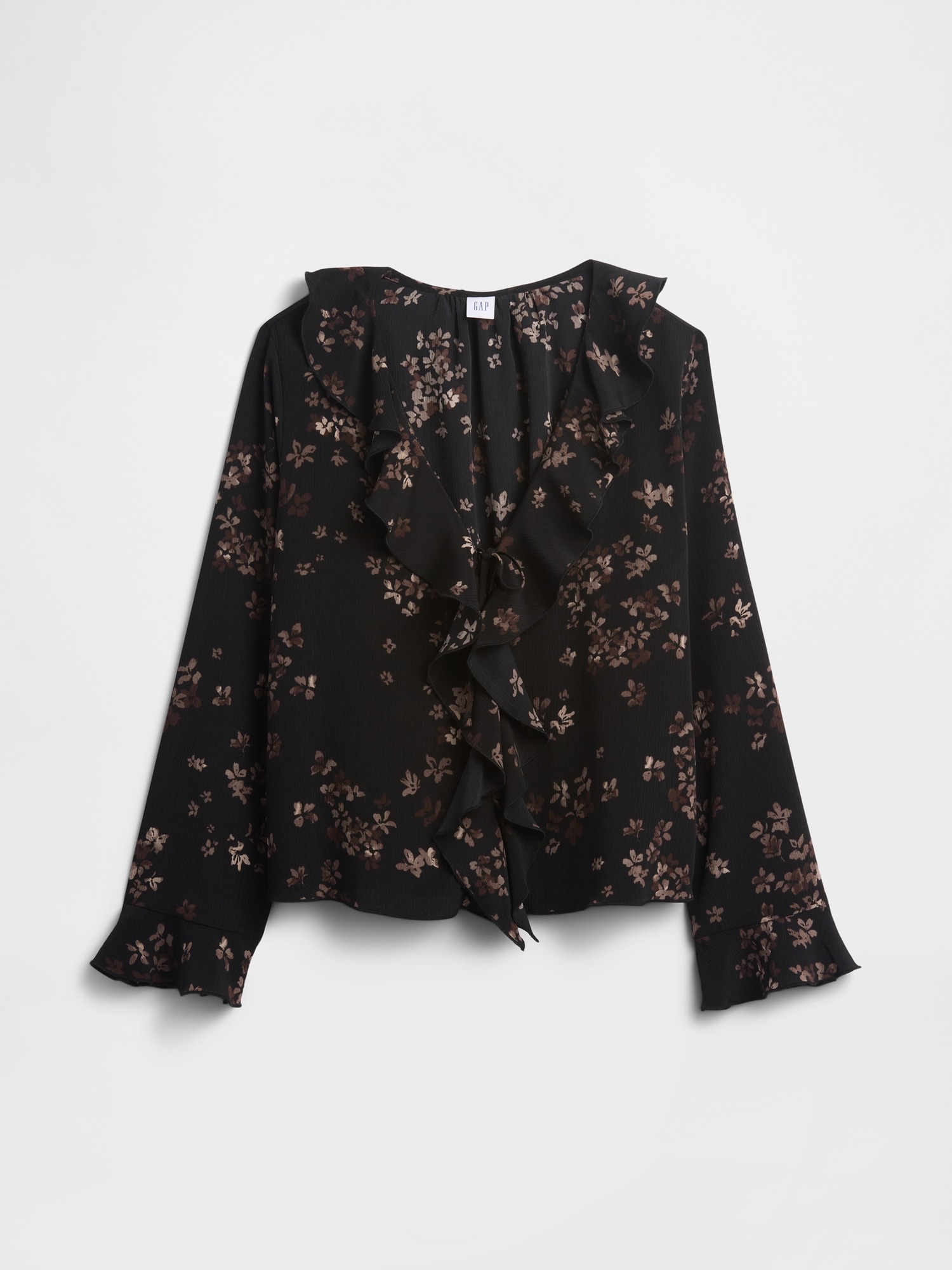 Gap Factory Ruffle V-neck Top In Black