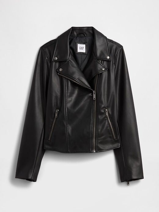 Image number 5 showing, Vegan-Leather Moto Jacket