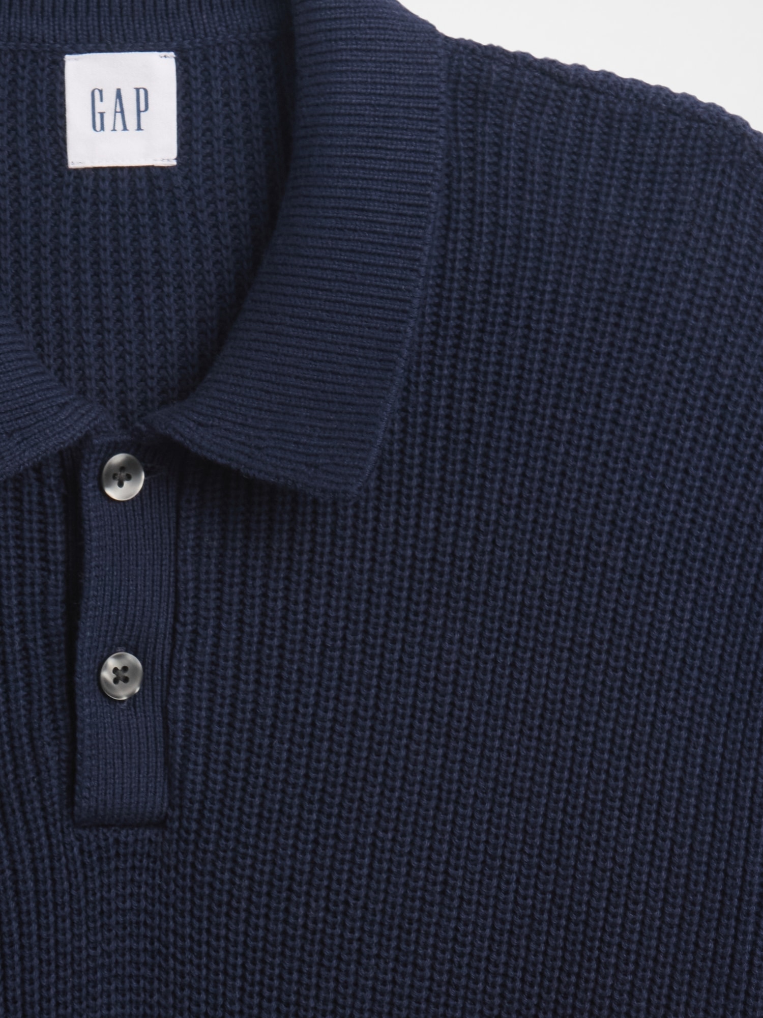 Gap Factory Relaxed Ribbed Sweater Polo Shirt Shirt In Blue