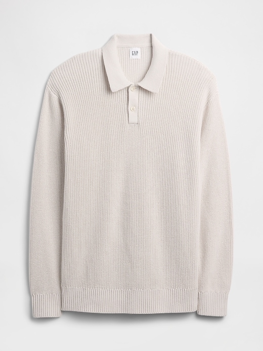 Image number 5 showing, Relaxed Ribbed Sweater Polo Shirt