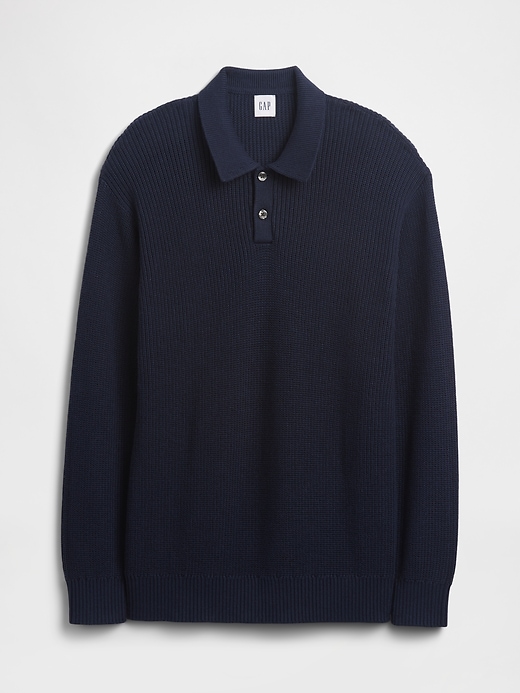 Image number 5 showing, Relaxed Ribbed Sweater Polo Shirt
