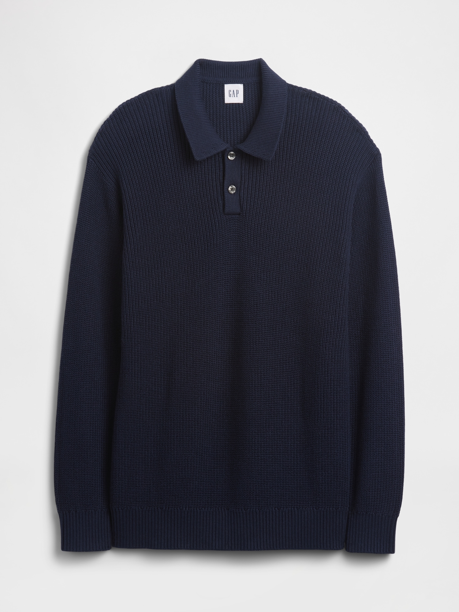Gap Factory Relaxed Ribbed Sweater Polo Shirt Shirt In Blue