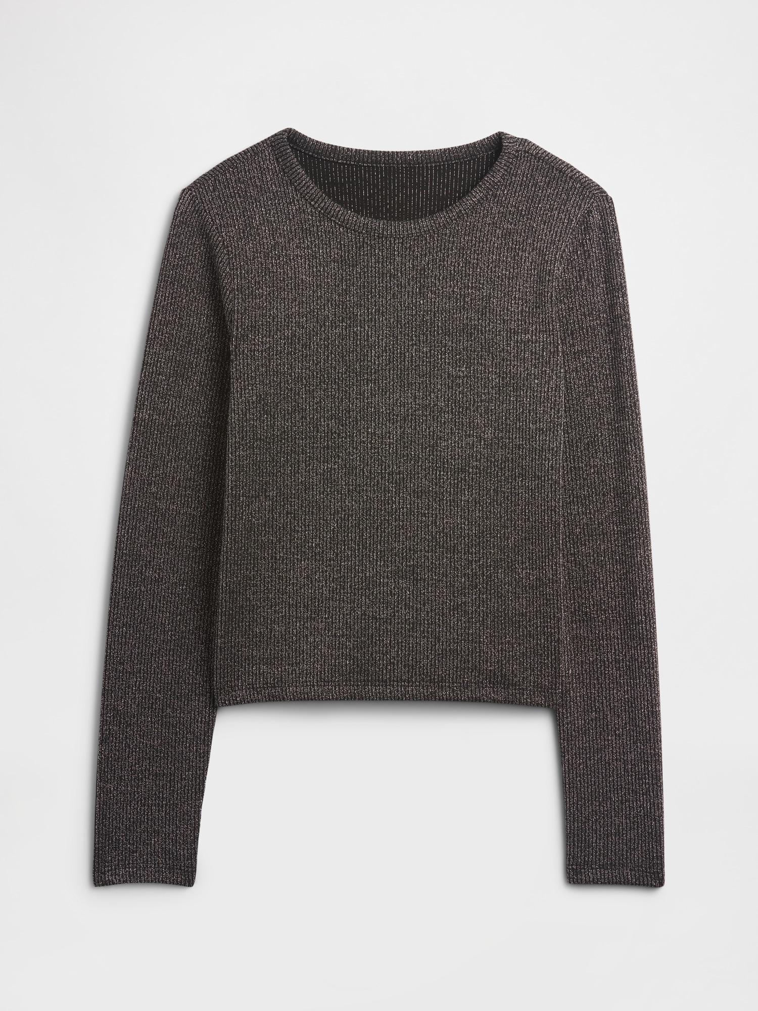 Kids Ribbed Pointelle T-Shirt - Black Shine