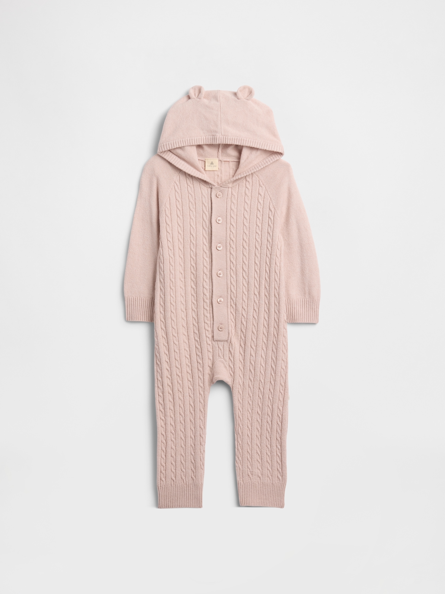 Baby CashSoft Cable-Knit One-Piece - Dull Pink Rose