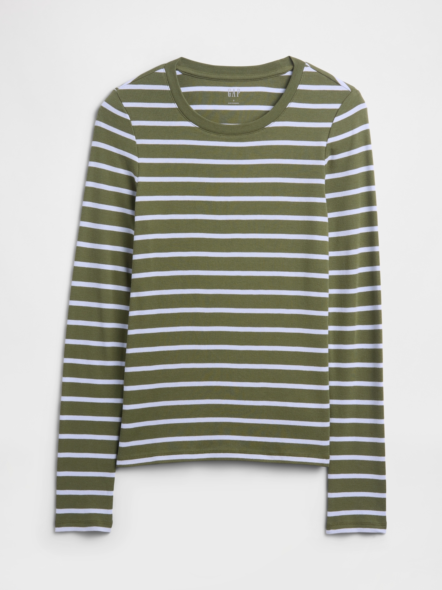 Gap Factory Modern Ribbed Stripe Crewneck T-shirt In Green