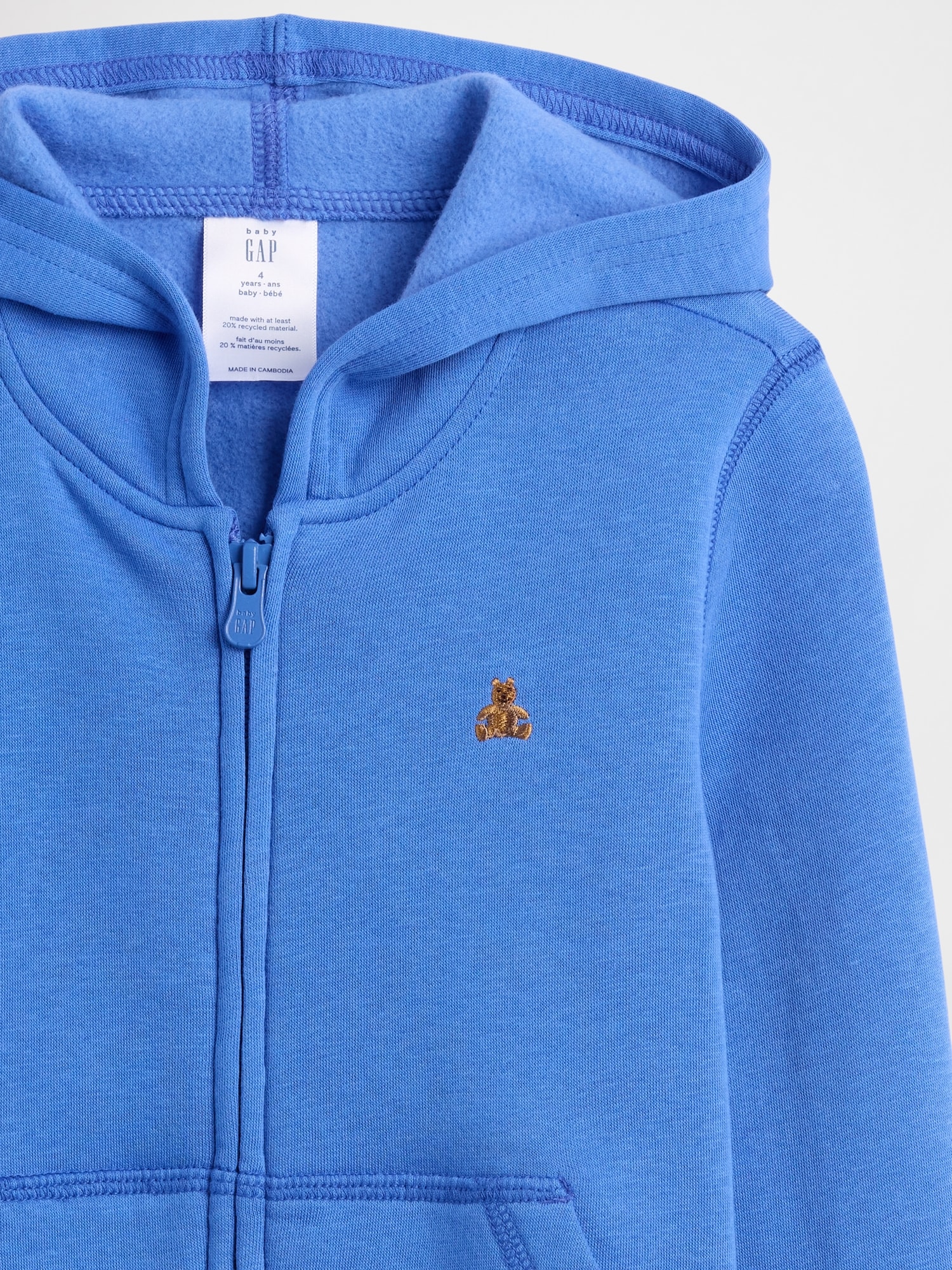 Gap Factory Babygap Brannan Bear Fleece Zip Hoodie In Blue