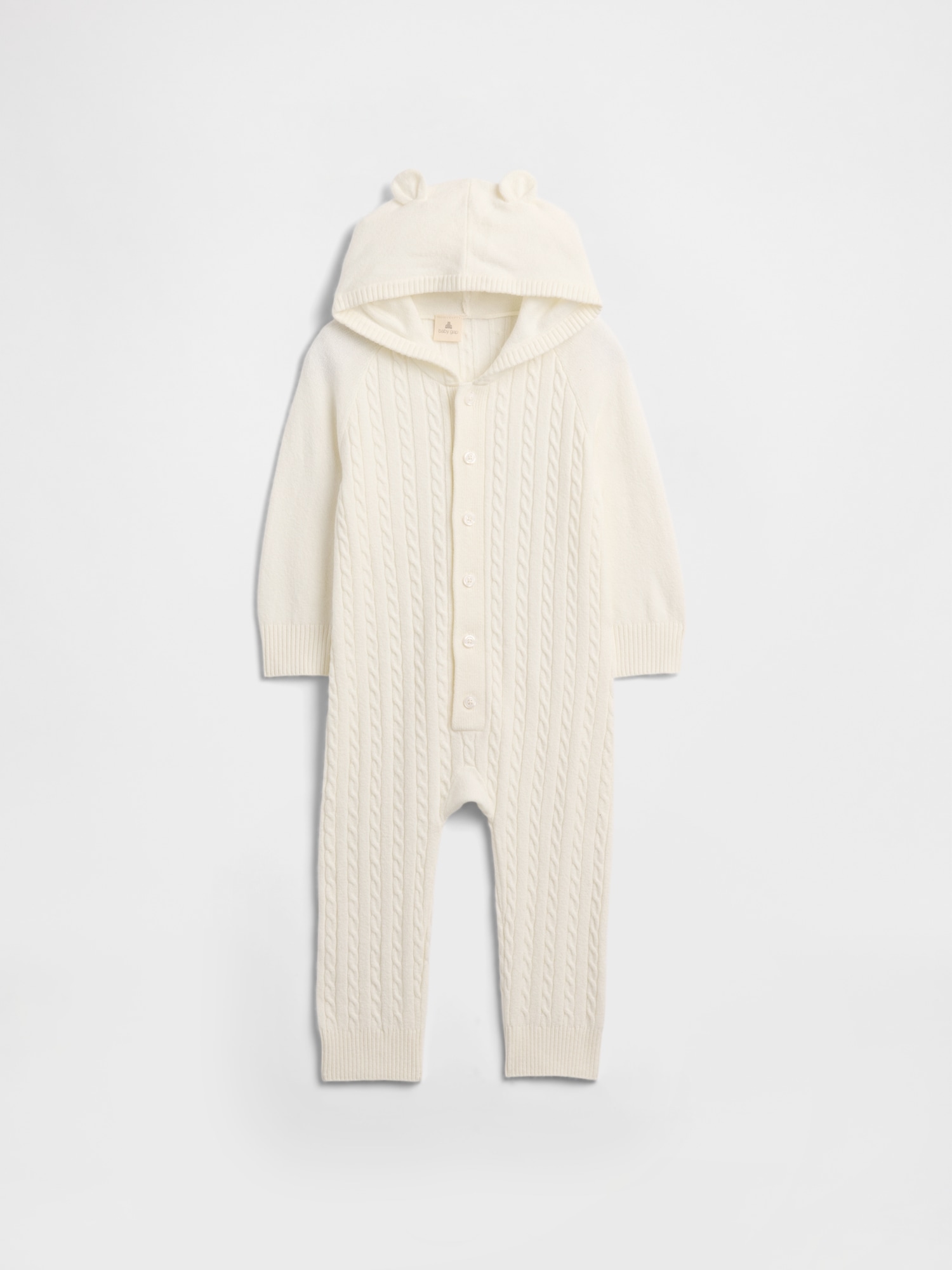 Baby CashSoft Cable-Knit One-Piece - Ivory Cream Frost