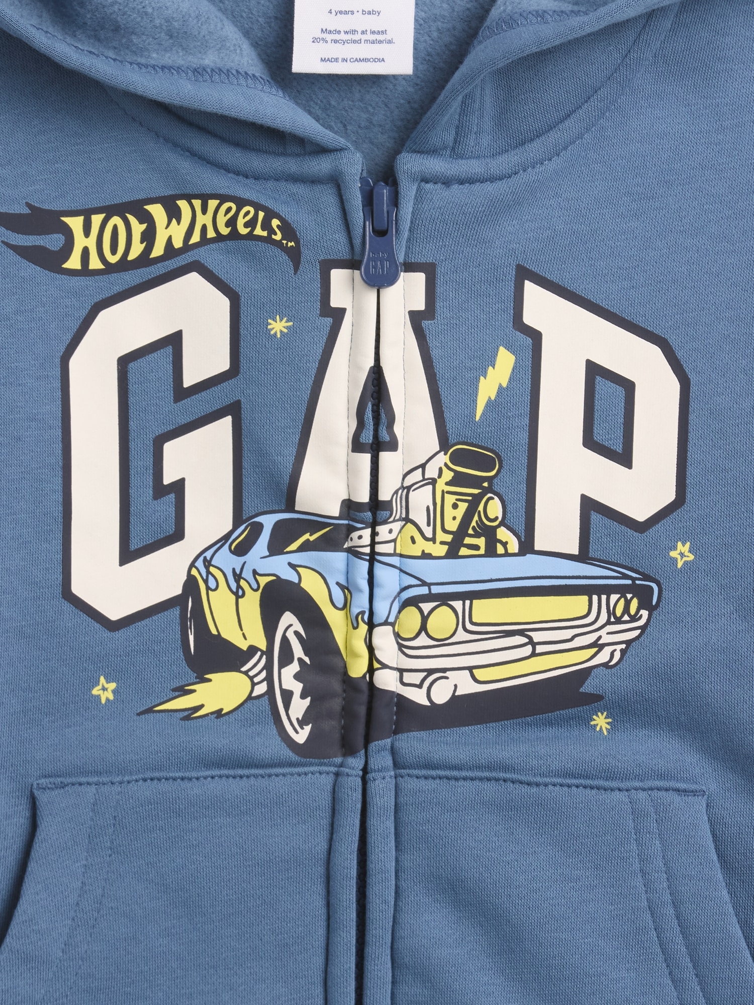 Gap Factory Babygap | Hot Wheels™ Relaxed Logo Zip Hoodie In Blue