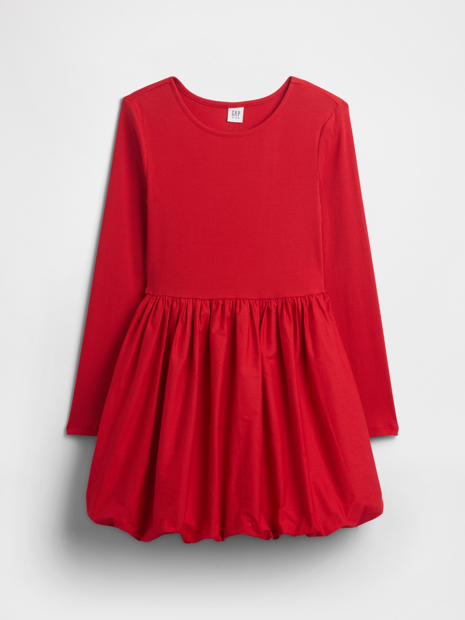 Kids Puff Sleeve Bubble Dress - Modern Red