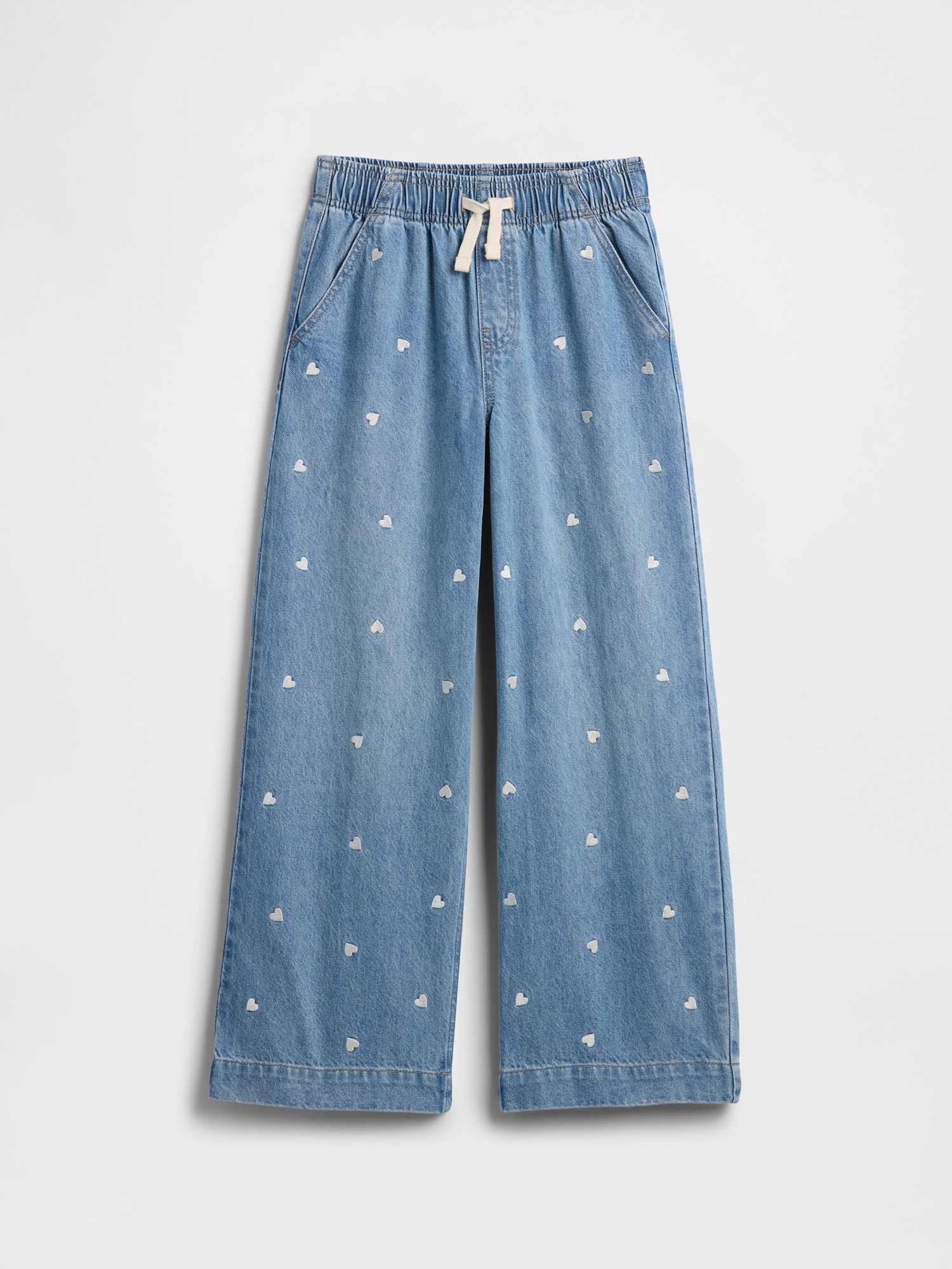 Kids High Rise Pull-On Wide Leg Jeans