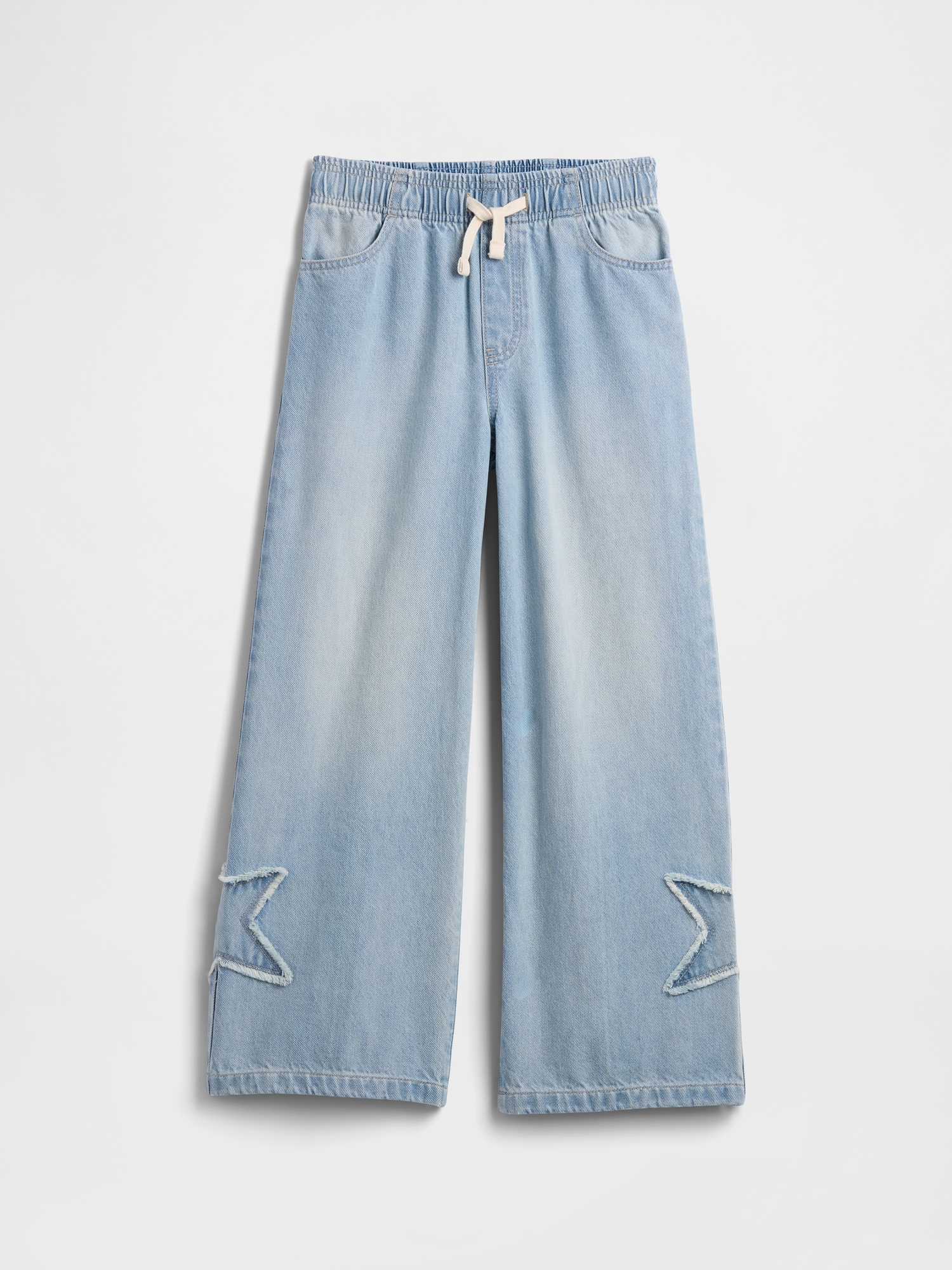 Kids High Rise Pull-On Wide-Leg Jeans - Light Wash