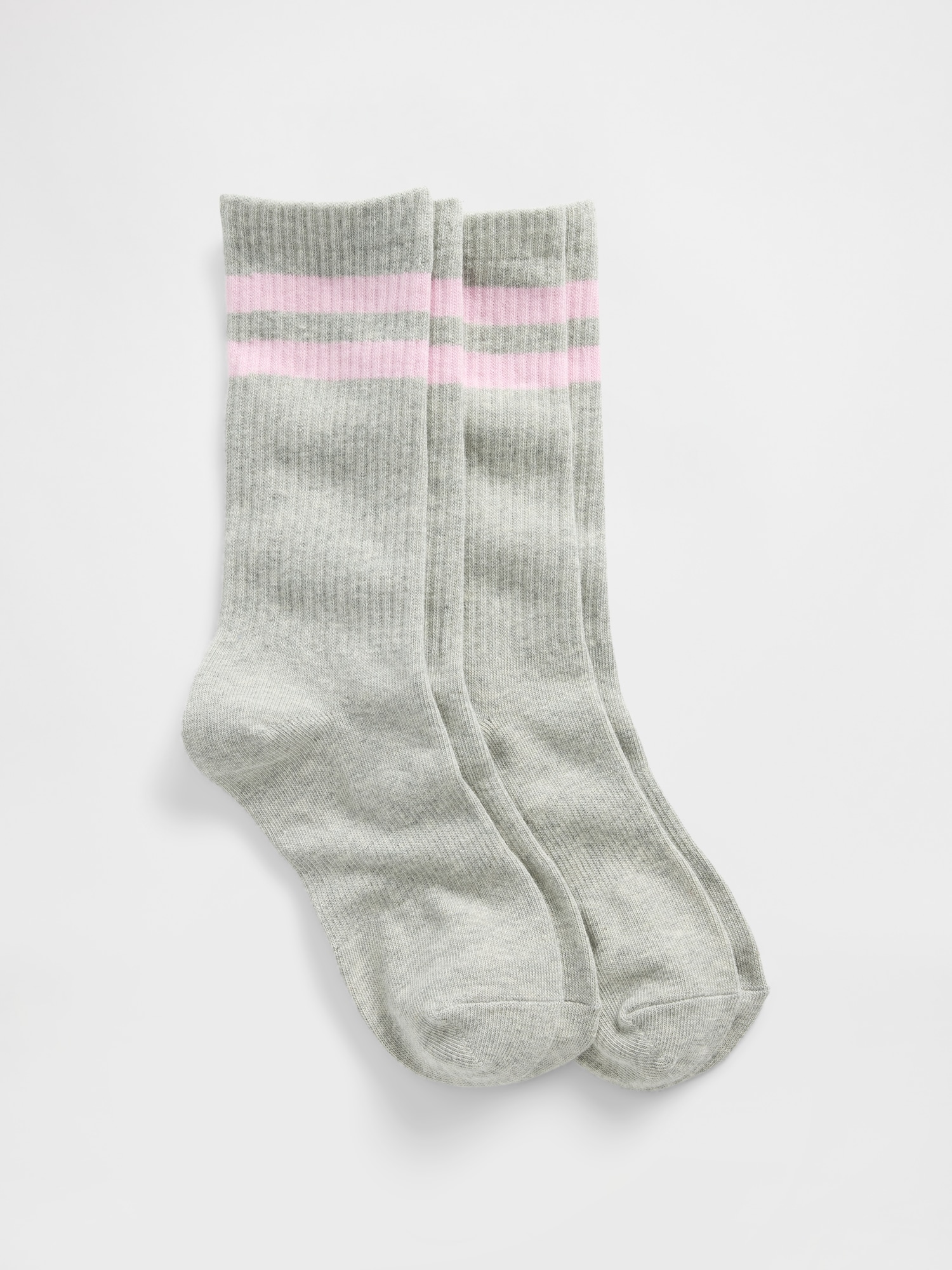 Stripe Crew Socks (2-Pack) - Light Heather Grey