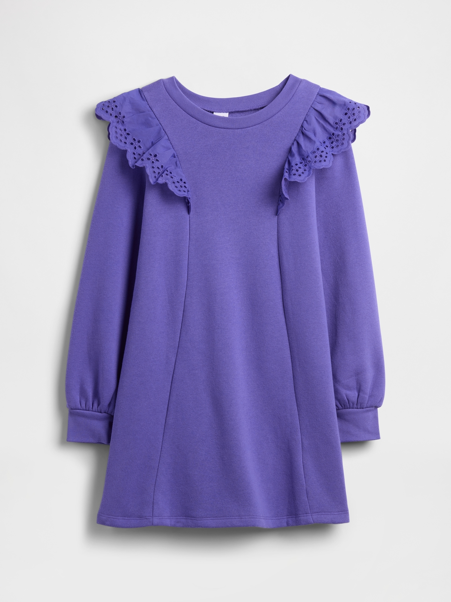 Kids Relaxed Eyelet Sweatshirt Dress - Blue Iris