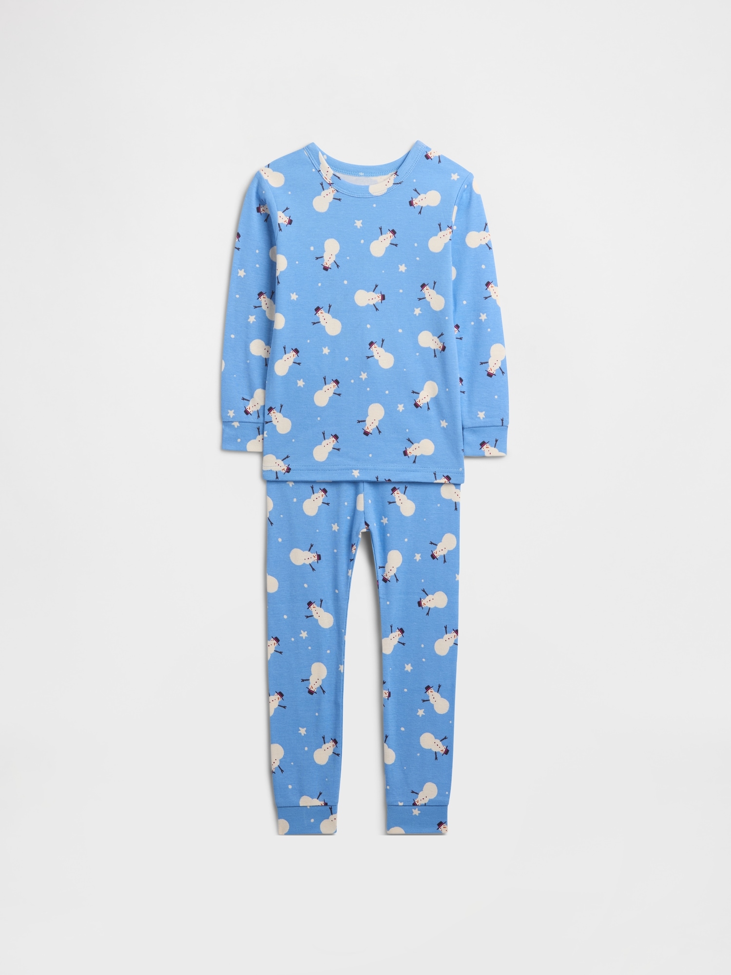 Kids & babyGap 100% Organic Cotton Holiday PJ Set - Union Blue Snowman