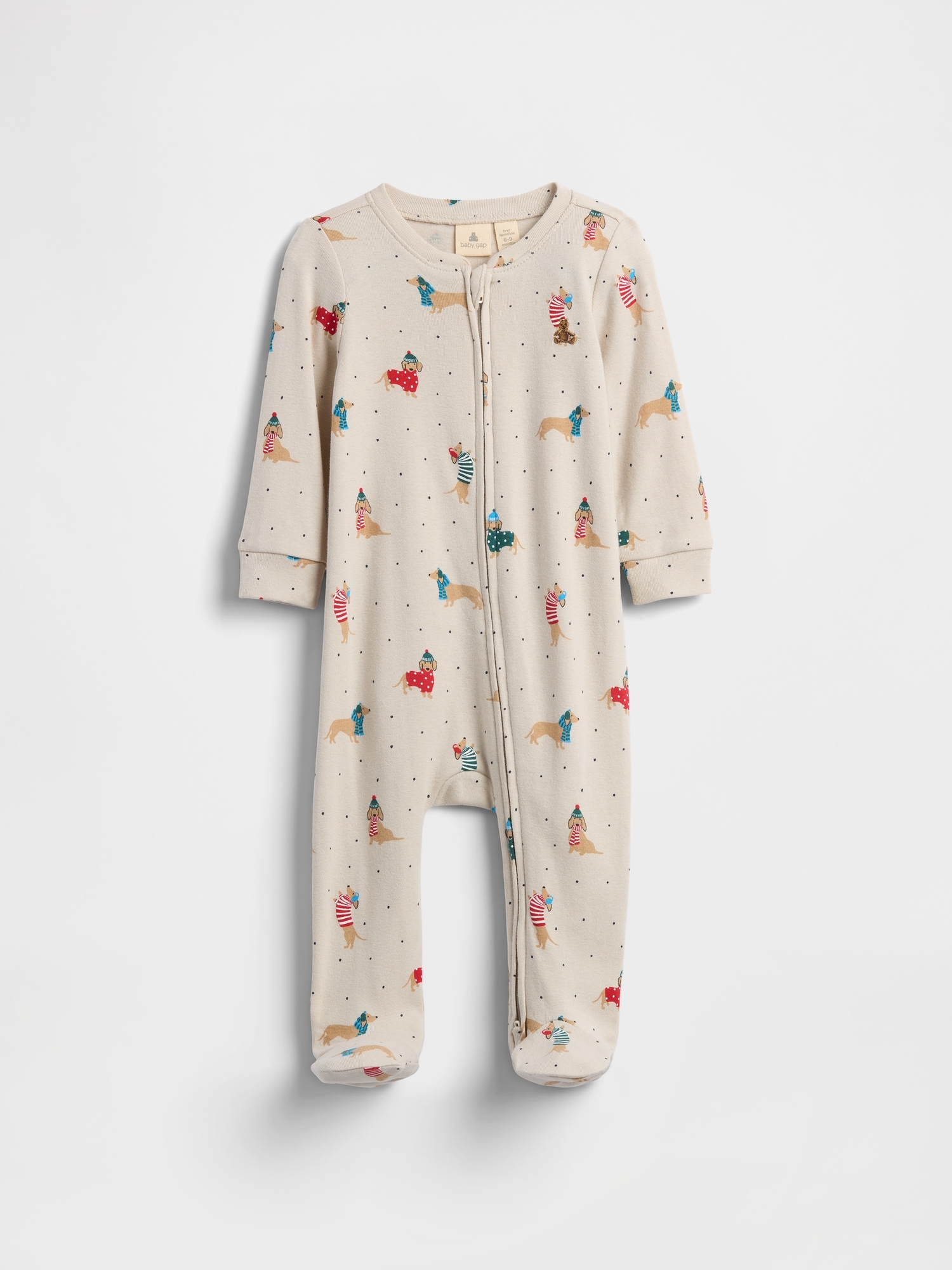 Baby Print Two-Way Zip One-Piece - Family Holiday Dog