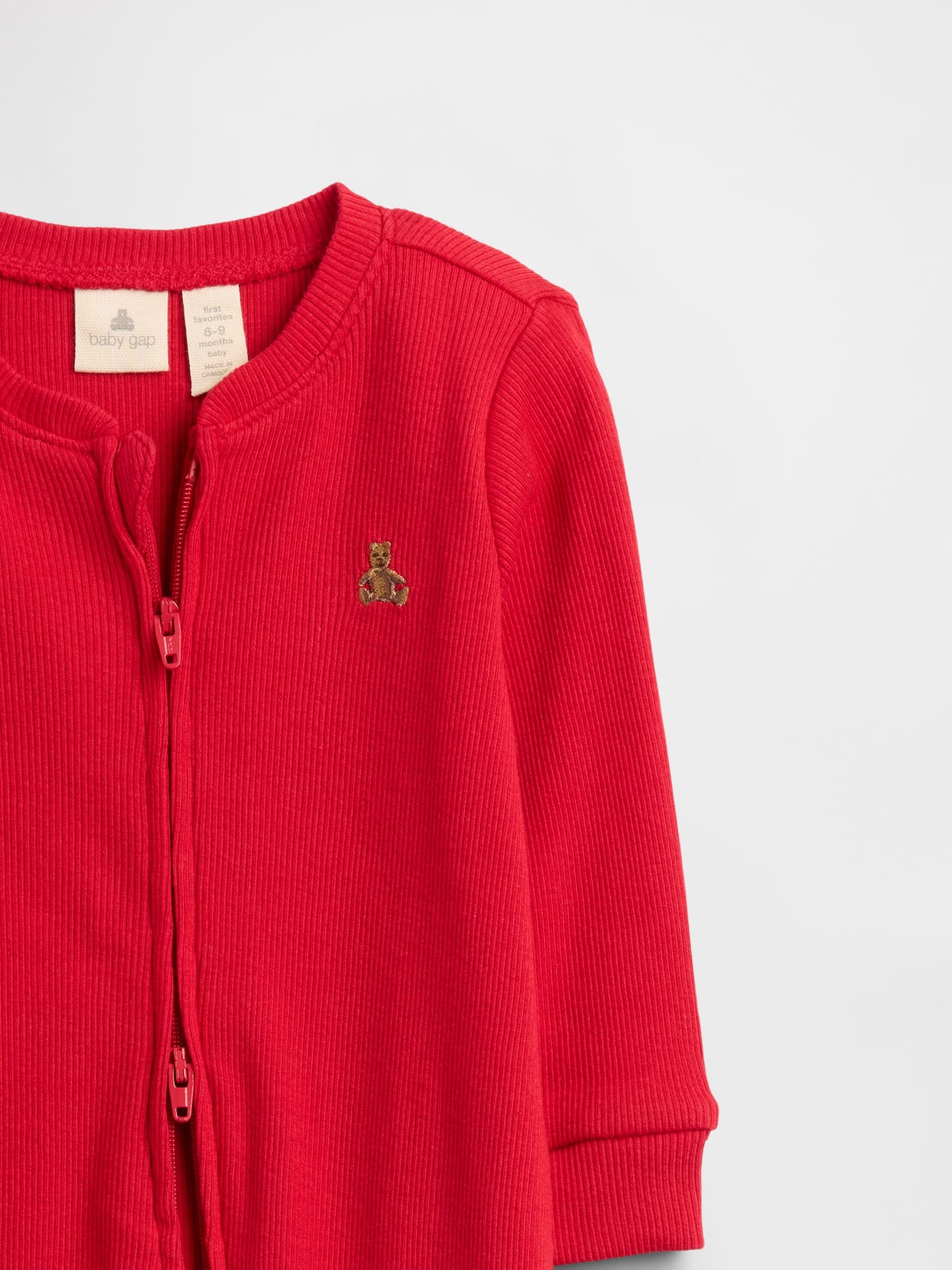 Gap Factory Baby Ribbed Two-way Zip One-piece In Red