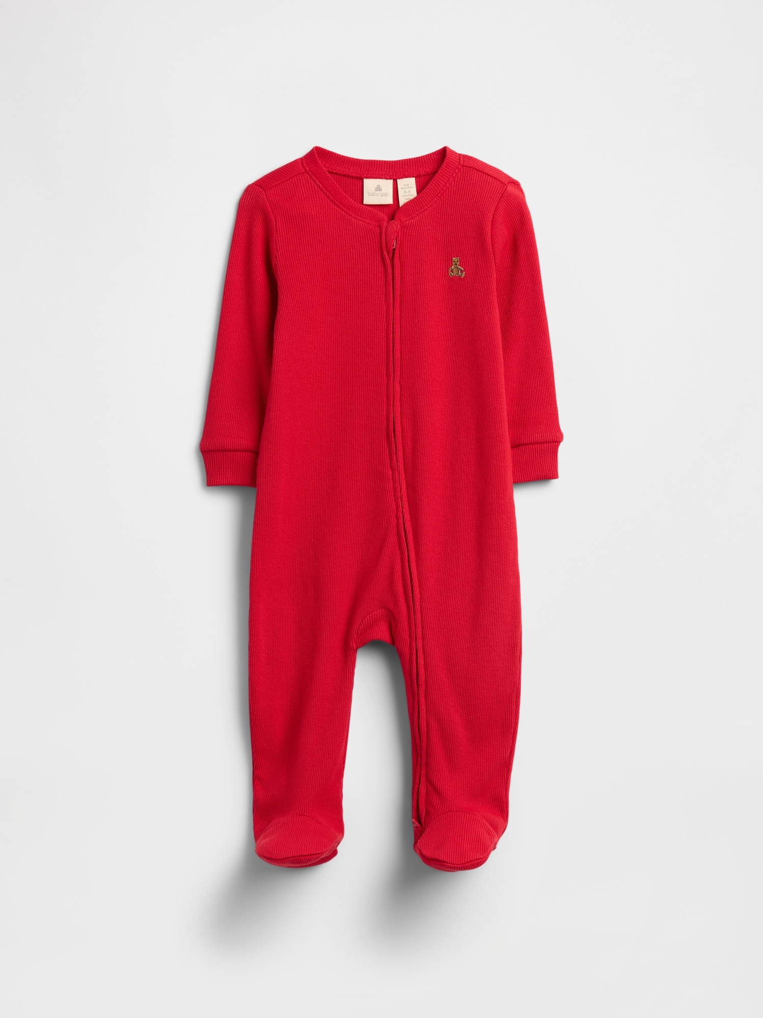 Baby Ribbed Two-Way Zip One-Piece - Modern Red