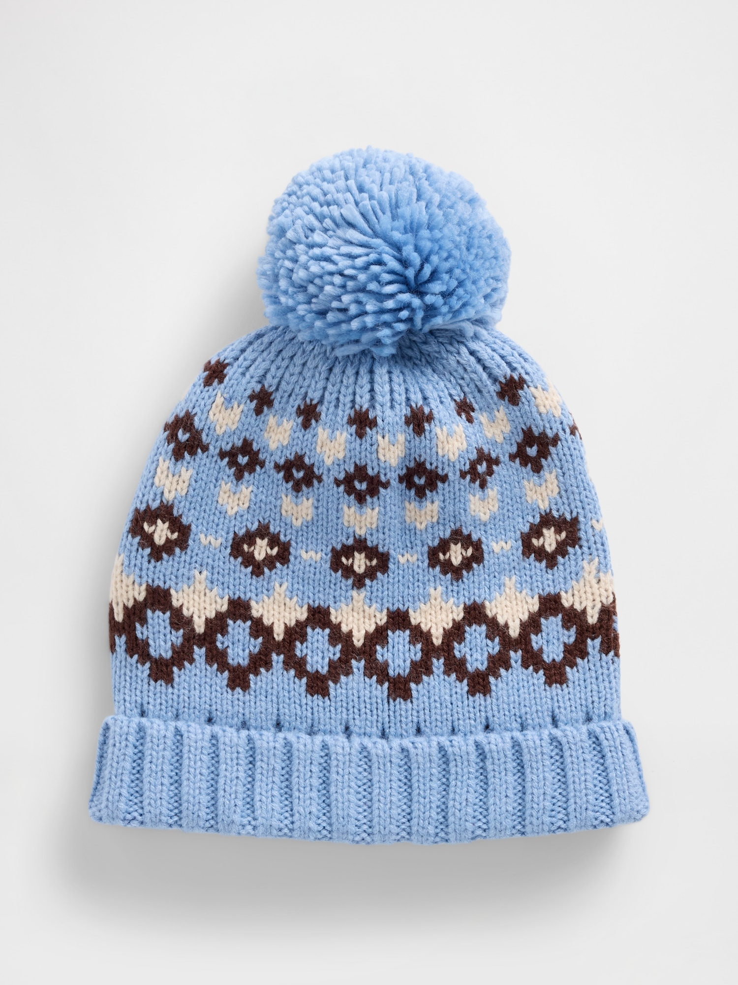 Gap Factory Fair Isle Poof Beanie In Blue