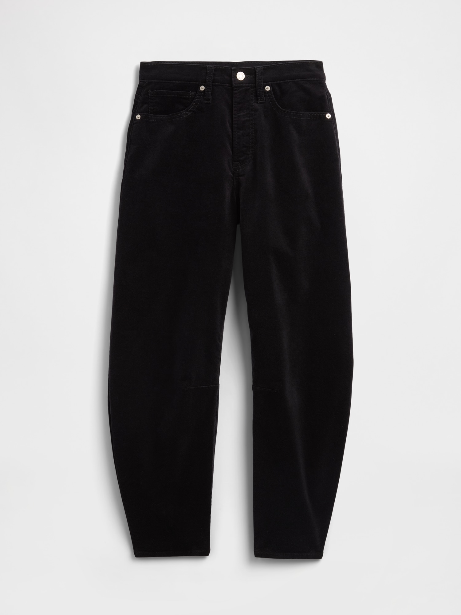 Gap Factory High Rise Barrel Velvet Pants In Black