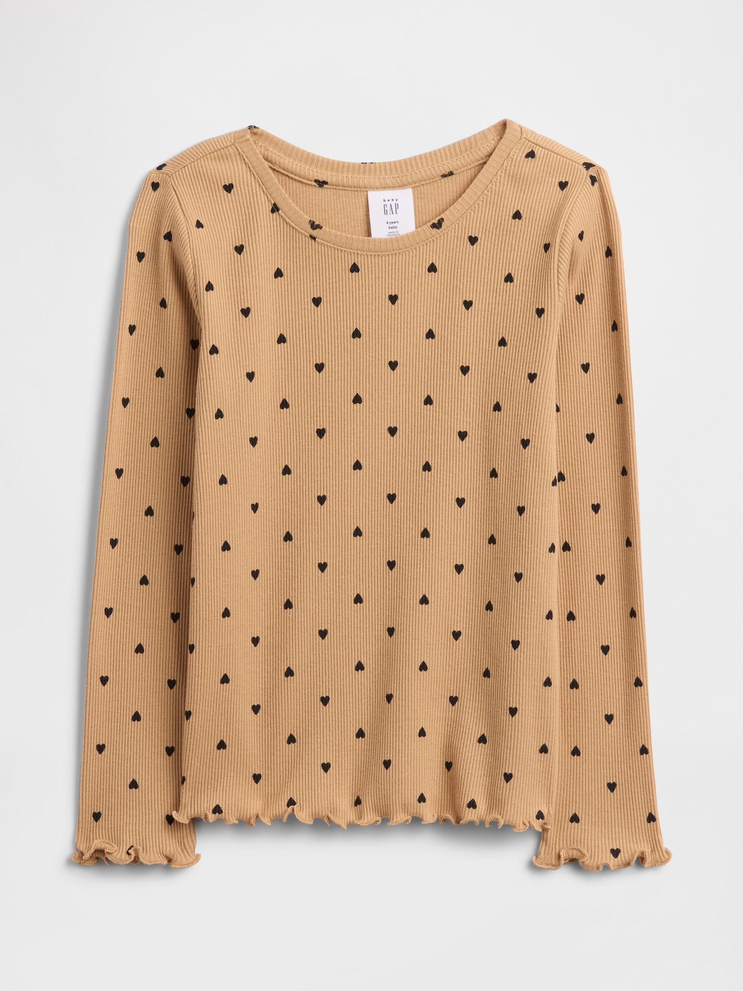 babyGap Ribbed Crewneck T-Shirt - Deerfield Brown Hearts