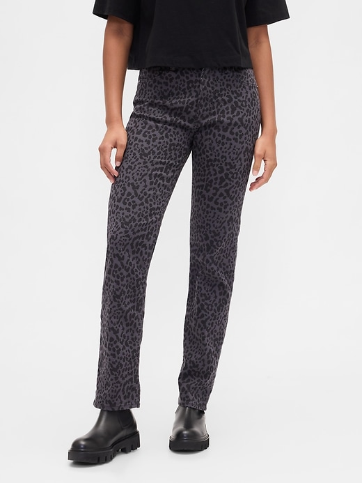 Image number 2 showing, High Rise '90s Original Straight Leopard Print Jeans