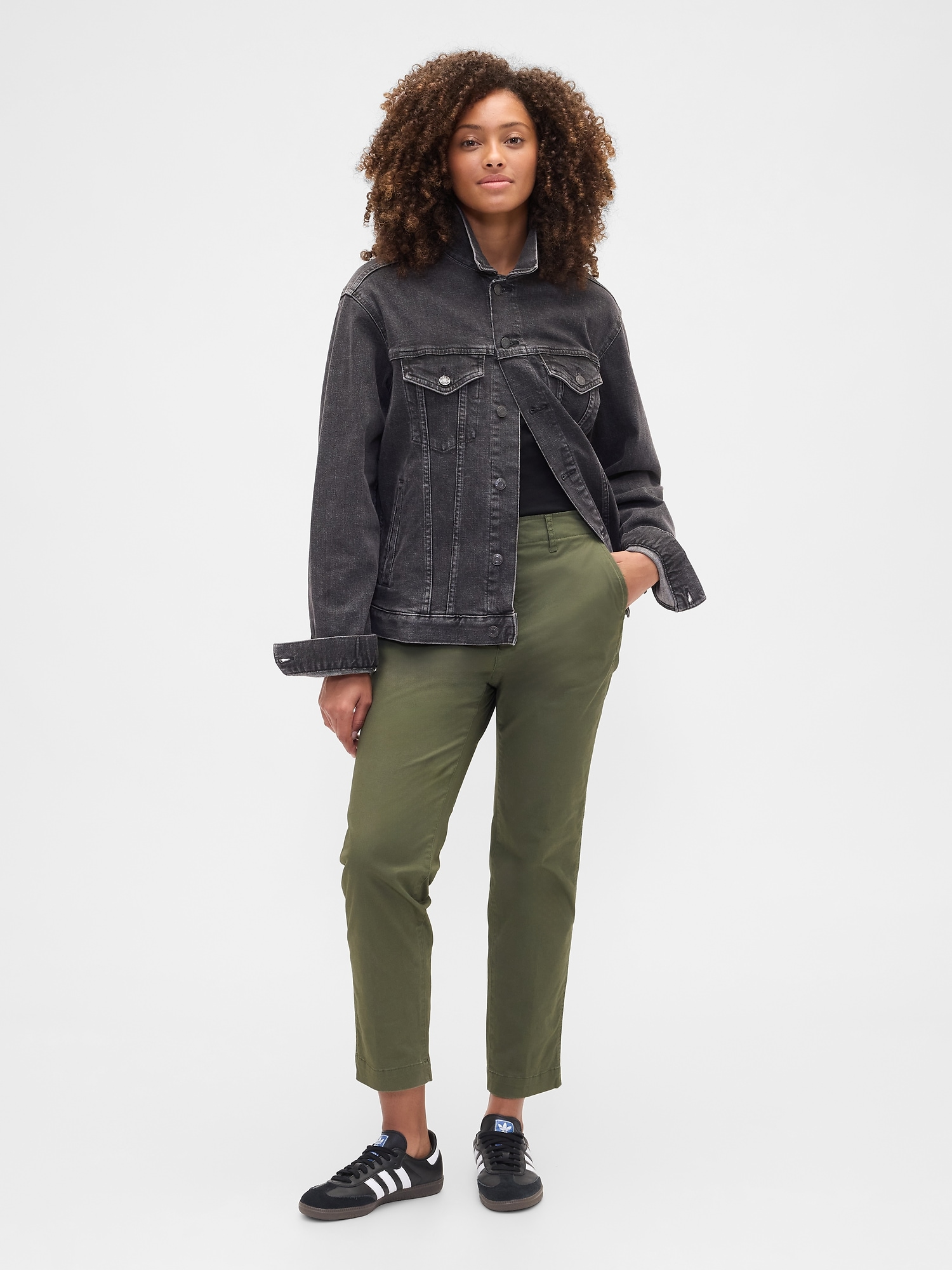 Mid Rise Downtown Khakis - Army Jacket Green