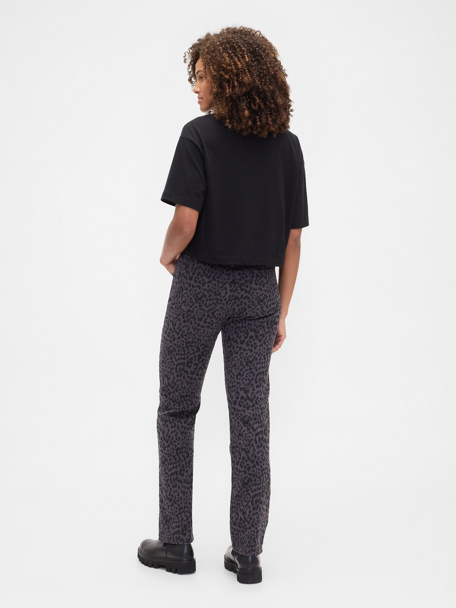 Gap Factory High Rise '90s Original Straight Leopard Print Jeans In Black