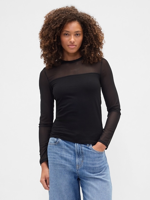 Image number 1 showing, Stretch Jersey Mesh Top