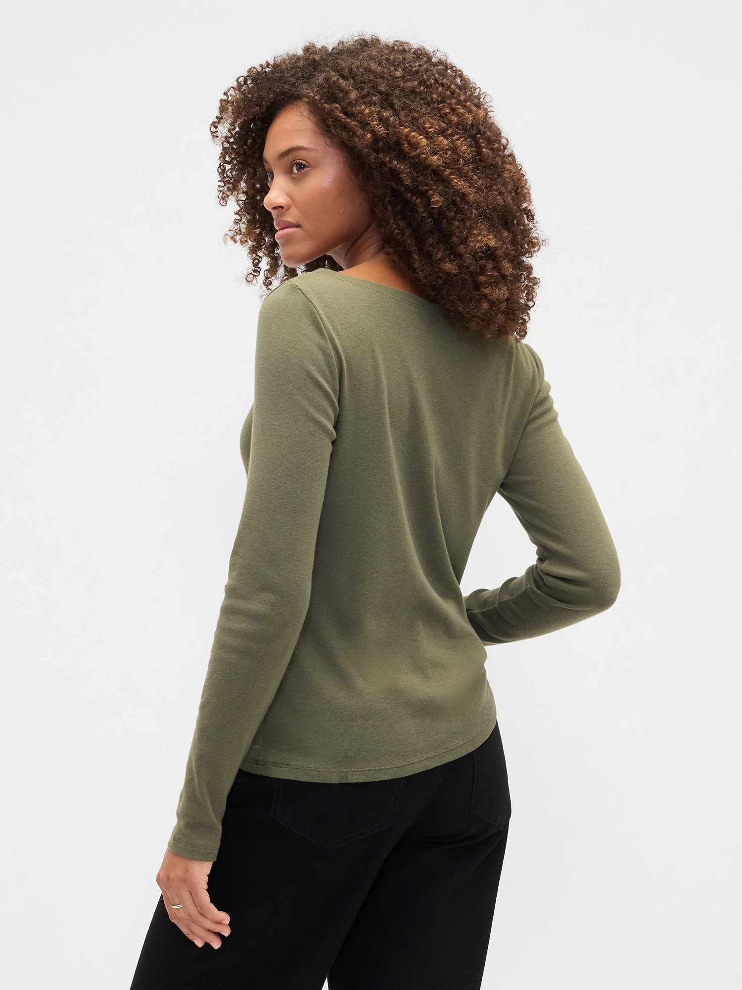 Gap Factory Modern Ribbed Boatneck T-shirt In Green